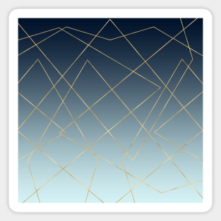 Geometric Gold Lines Blue Gradient Design Sticker